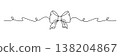 Hand drawn girly coquette bow ribbon banner. Editable stroke line. Vector stock illustration isolated on white background for design template birthday, wedding, Christmas card, invitation, sale. 138204867