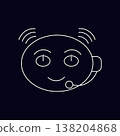Chatbot assistant symbol. Audio and visual helper business data, customer support service. Vector illustration isolated on black background for design template web and call.  138204868