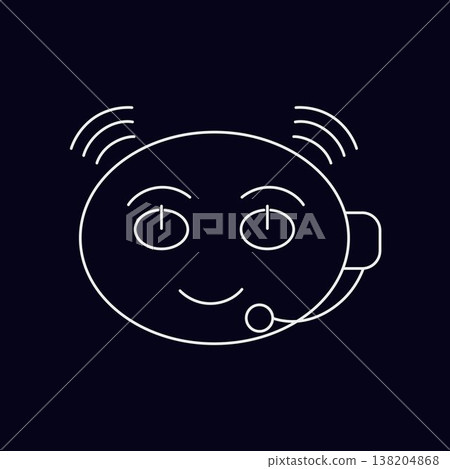 Chatbot assistant symbol. Audio and visual helper business data, customer support service. Vector illustration isolated on black background for design template web and call. Chatbot assistant symbol. Audio and visual helper business data, customer support service. Vector illustration isolated on black background for design template web and call. 138204868
