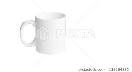 white cup for tea or coffee on isolated white background 138204885
