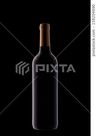 Bottle of wine with beautiful highlights on a black background 138204890