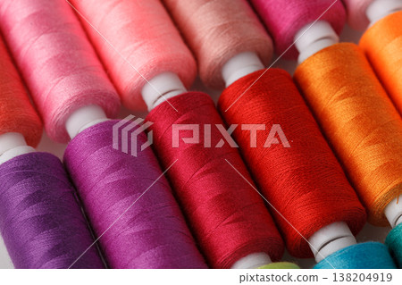 Set of colorful spools of thread 138204919