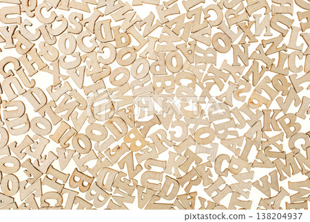 wooden letters of the English alphabet on a gray gradient background 138204937