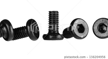 hex socket head screw in black color on isolated white background hex socket head screw in black color on isolated white background 138204956