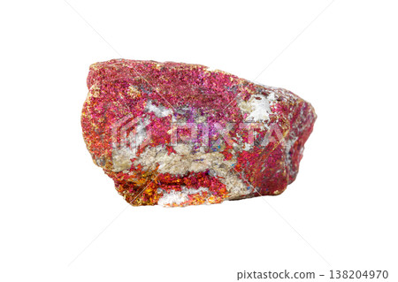 Chalcopyrite mineral stone in the rock on a white background 138204970