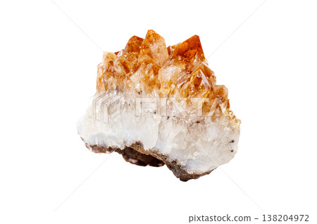 Citrine in rock in crystals mineral stone on a white background Citrine in rock in crystals mineral stone on a white background 138204972
