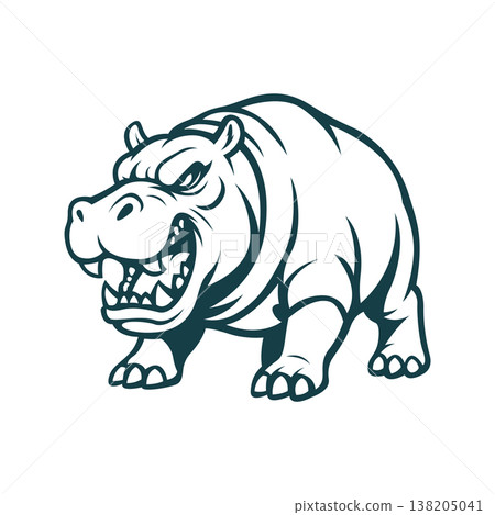 hippo mascot logo illustration vector design template modern style hippo mascot logo illustration vector design template modern style 138205041