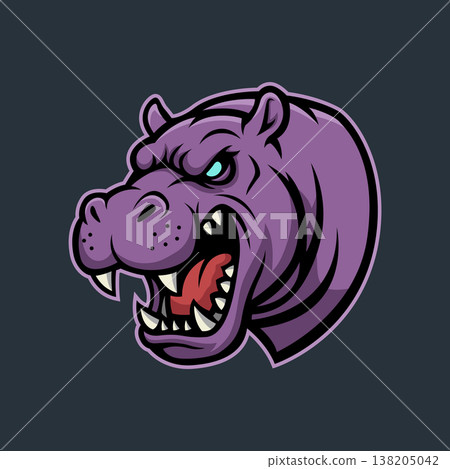 hippo mascot logo illustration vector design template modern style hippo mascot logo illustration vector design template modern style 138205042