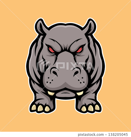 hippo mascot logo illustration vector design template modern style 138205045