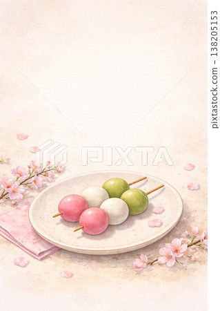 團子系列：團子置於底部，背景為寬闊的白色背景。 138205153