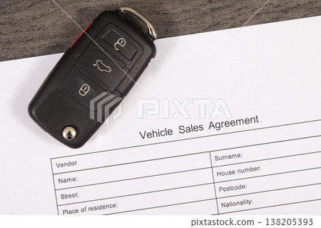 Car key and vehicle sales agreement. Sales, purchases of automobile. Transportation Car key and vehicle sales agreement. Sales, purchases of automobile. Transportation 138205393