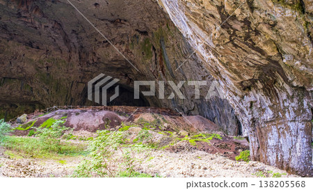 Inner Chamber of Devetashka Cave Showing Earth Mound and Archway Inner Chamber of Devetashka Cave Showing Earth Mound and Archway 138205568