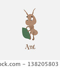 Cute Brown Little Ant Hold Leaf Vector Illustration. 138205803