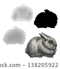Watercolor rabbit shadow set including soft realistic shadows, silhouettes, and shapes. Perfect for compositions, overlays, branding, packaging design, and adding depth to natural, rustic, and Easter 138205922