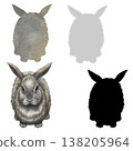 Watercolor rabbit shadow set including soft realistic shadows, silhouettes, and shapes. Perfect for compositions, overlays, branding, packaging design, and adding depth to natural, rustic, and Easter 138205964