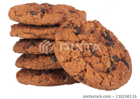 Chocolate chip cookies on a white background Chocolate chip cookies on a white background 138206116