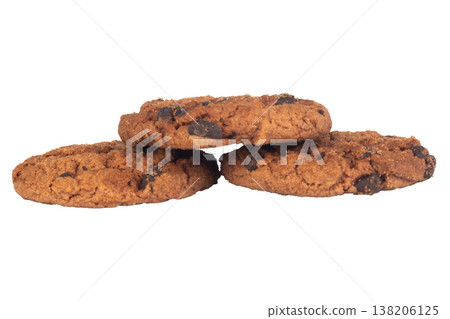 Chocolate chip cookies on a white background Chocolate chip cookies on a white background 138206125