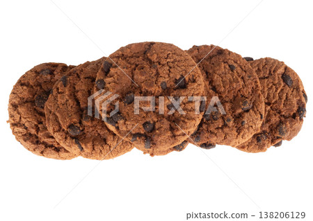 Chocolate chip cookies on a white background Chocolate chip cookies on a white background 138206129