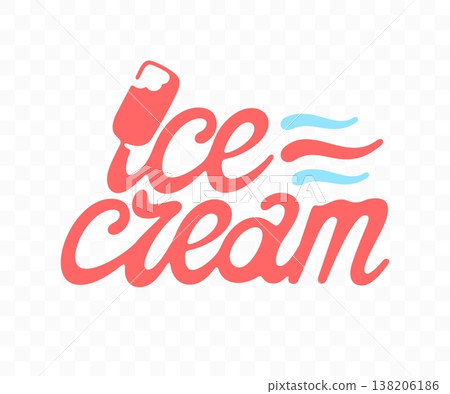Ice cream, popsicle and gelato, graphic design. Font, typeface, lettering, vector design and illustration 138206186