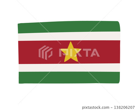 Cute Suriname flag icon - hand-drawn style flag illustration 138206207
