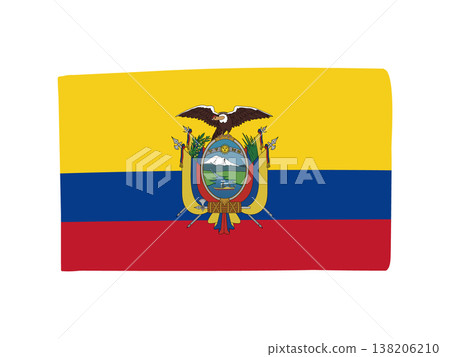 Cute Ecuador flag icon - hand-drawn style flag illustration Cute Ecuador flag icon - hand-drawn style flag illustration 138206210