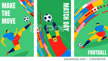 Football 2026 competition vertical sport posters and flyers design collection. Abstract soccer Football 2026 competition vertical sport posters and flyers design collection. Abstract soccer 138206584