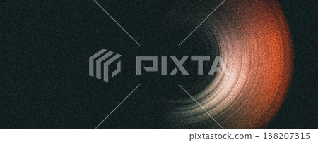 Abstract grainy background, dark dynamic banner backdrop orange white black glowing color gradient circle, noise texture poster header wallpaper cover design 138207315