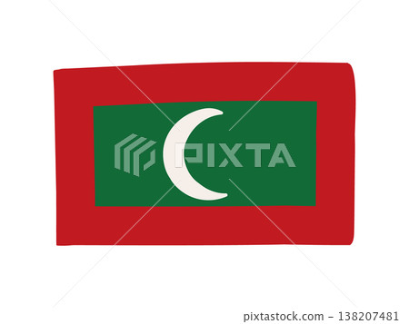 Cute Maldives flag icon - hand-drawn style flag illustration Cute Maldives flag icon - hand-drawn style flag illustration 138207481