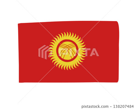 Cute Kyrgyz flag icon - hand-drawn style flag illustration Cute Kyrgyz flag icon - hand-drawn style flag illustration 138207484