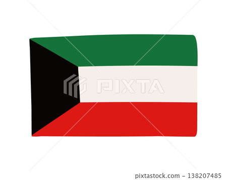 Cute Kuwaiti flag icon - hand-drawn style flag illustration 138207485