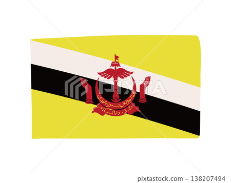 Cute Brunei flag icon - hand-drawn style flag illustration Cute Brunei flag icon - hand-drawn style flag illustration 138207494