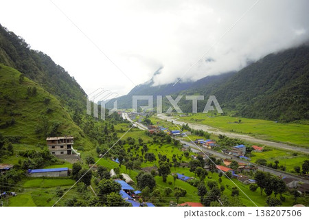 Landscapes of villages and valleys in the Annapurna region of Nepal Landscapes of villages and valleys in the Annapurna region of Nepal 138207506