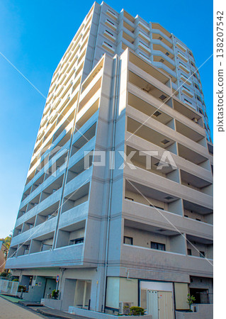 High-rise apartment buildings and a refreshing blue sky 138207542