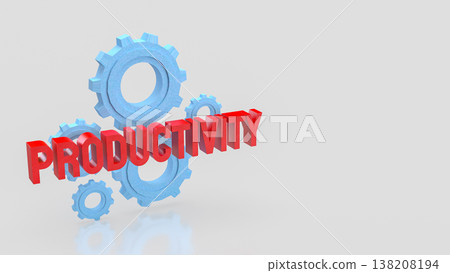 Productivity Concept With Gears On Clean Background 3d render. Productivity Concept With Gears On Clean Background 3d render. 138208194