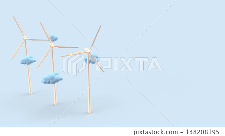 Wind Turbine Renewable Energy Sustainable Power Concept 3d render. 138208195