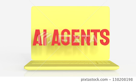 AI Agents Concept On Laptop Screen Minimal Technology Background 3d render. AI Agents Concept On Laptop Screen Minimal Technology Background 3d render. 138208198