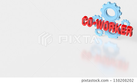 Creative Teamwork Concept With Co Worker Text And Blue Gears 3d render. 138208202