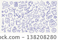 School doodles on notebook sheet. Back to school. School Hand-drawn vector illustrations 138208280