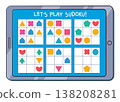 Kids sudoku puzzle with colorful shapes on a tablet screen 138208281