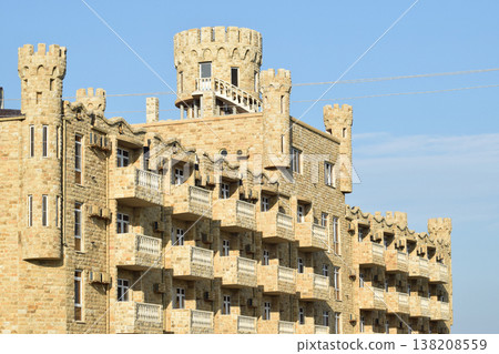 The hotel building, covered with decorative stone The hotel building, covered with decorative stone 138208559