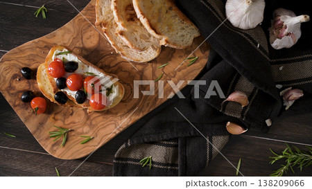 Fresh bruschetta with cream cheese 138209066
