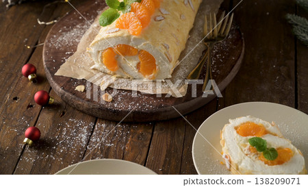 Meringue roll cake Meringue roll cake 138209071