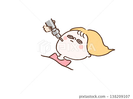 Illustration of a woman receiving spot laser treatment at a beauty clinic. Illustration of a woman receiving spot laser treatment at a beauty clinic. 138209107