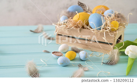 Easter blue and white eggs Easter blue and white eggs 138209112