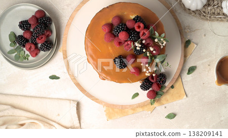 Delicious caramel cake 138209141