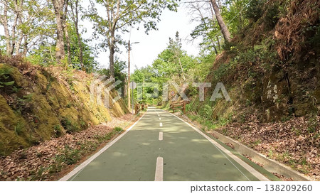 Point of view shot of riding a bicycle Point of view shot of riding a bicycle 138209260