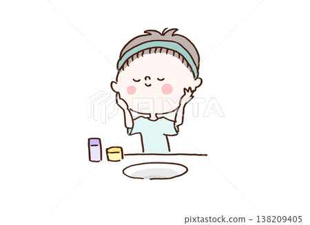 男士塗抹潤膚露並進行護膚的插圖(男士美容) 男士塗抹潤膚露並進行護膚的插圖(男士美容) 138209405