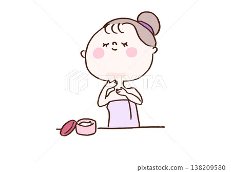 圖解:一位女士正在為她的胸頸部塗抹護膚品(抗衰老護理/美容) 圖解:一位女士正在為她的胸頸部塗抹護膚品(抗衰老護理/美容) 138209580