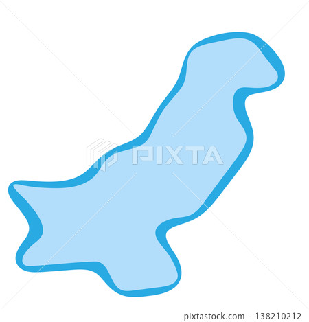 Pakistan country silhouette. Vector map silhouette. Blue smooth shape like water drop or splash 138210212