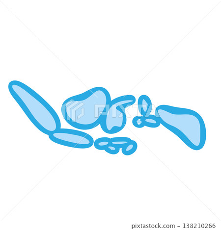 Indonesia country silhouette. Vector map silhouette. Blue smooth shape like water drop or splash 138210266